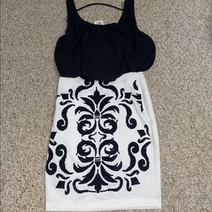 NWT agaci black & white cocktail dress